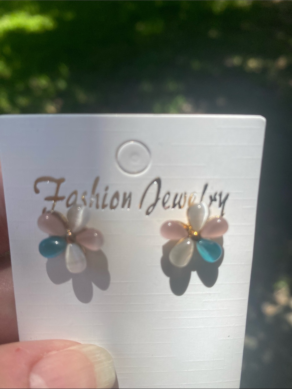Fashion Jewelry Pastel Floral Drop Earrings in Pink, White & Blue